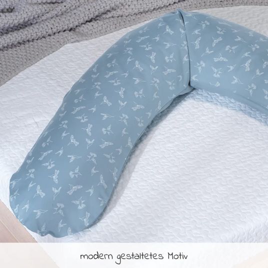 Theraline Nursing pillow The Original with micro bead filling incl. cover 190 cm - Hummingbirds