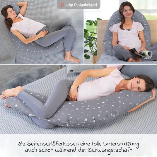 Theraline Nursing pillow The Original with microbead filling incl. cover 190 cm - Cross