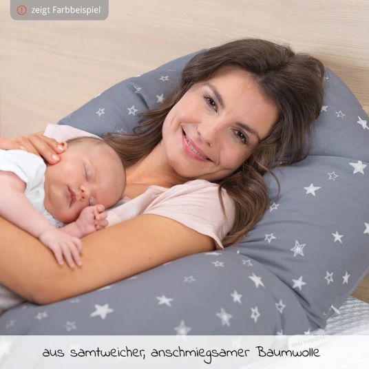 Theraline Nursing pillow The Original with micro beads filling incl. cover 190 cm - dots - gray