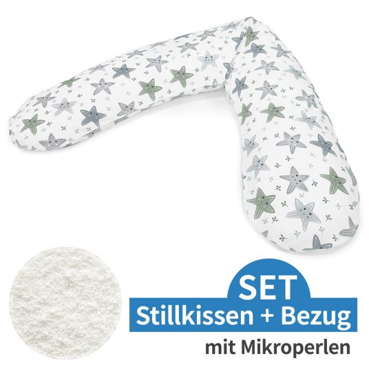 Theraline Nursing pillow The Original with micro bead filling incl. cover 190 cm - starfish