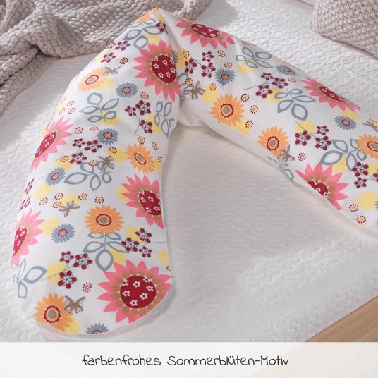 Theraline Nursing pillow The Original with micro bead filling incl. cover 190 cm - summer flowers