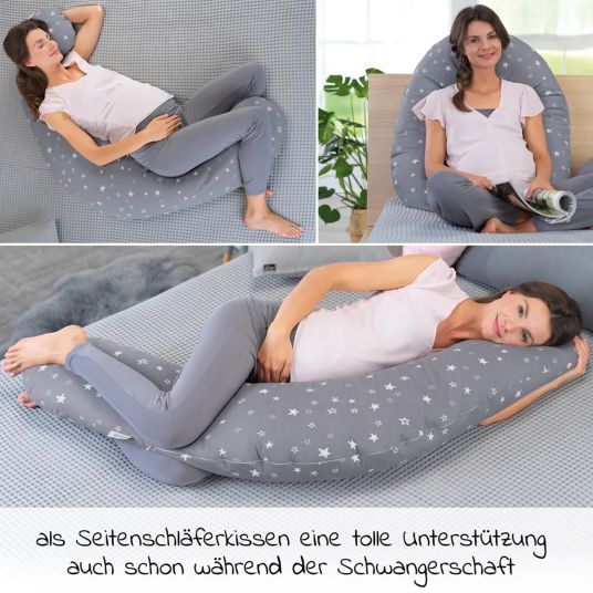 Theraline Nursing pillow The Original with micro bead filling incl. cover 190 cm - starry sky