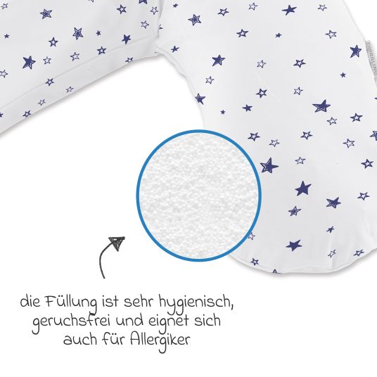 Theraline Stillkissen Das Original mit Mikroperlen-Füllung inkl. Bezug 190 cm - Sternenhimmel - Weiß