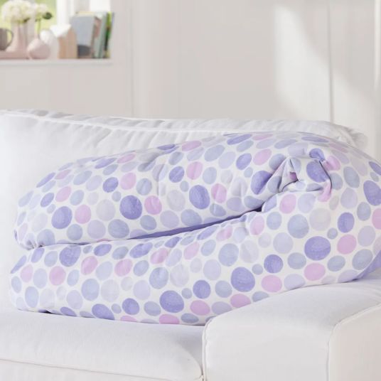 Theraline Nursing pillow The Original with micro beads filling incl. cover 190 cm - Waterdots - Purple