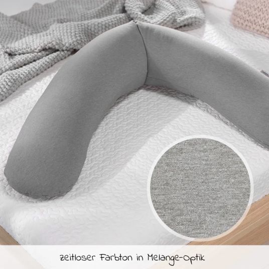 Theraline Nursing pillow The Original with micro bead filling incl. cover Bamboo 190 cm - Melange Medium Grey