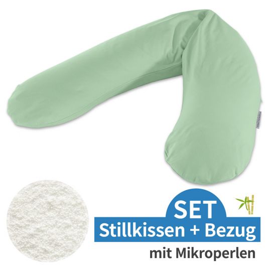 Theraline Nursing pillow The Original with micro bead filling incl. cover Bamboo 190 cm - pastel green