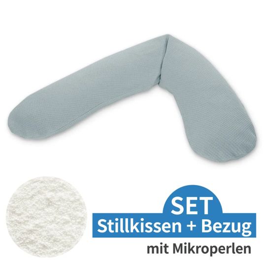 Theraline Stillkissen Das Original mit Mikroperlen-Füllung inkl. Bezug Feinstrick 190 cm - Nebelblau