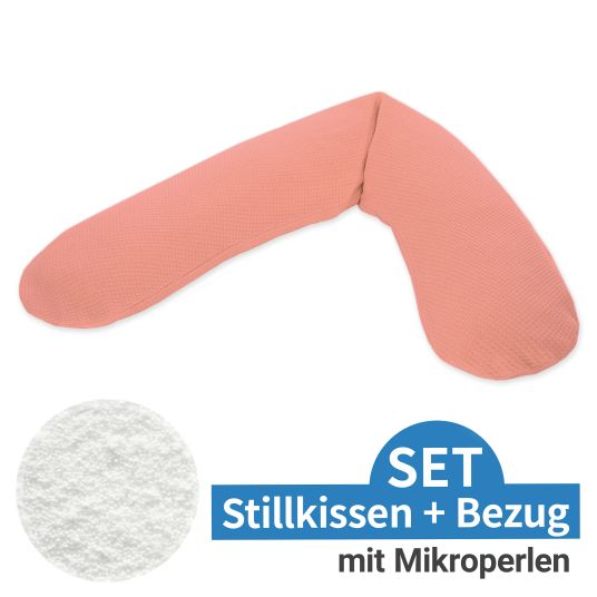 Theraline Stillkissen Das Original mit Mikroperlen-Füllung inkl. Bezug Feinstrick 190 cm - Pfirsichrosa