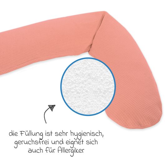 Theraline Nursing pillow The Original with microbead filling incl. cover fine knit 190 cm - peach pink