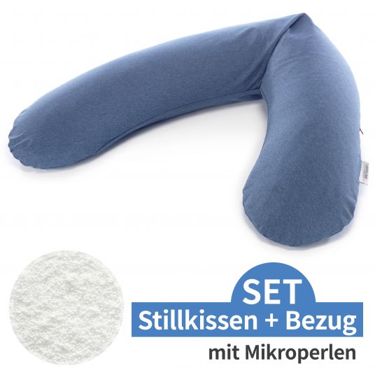 Theraline Stillkissen Das Original mit Mikroperlen-Füllung inkl. Bezug Jersey 190 cm - Melange Navyblau