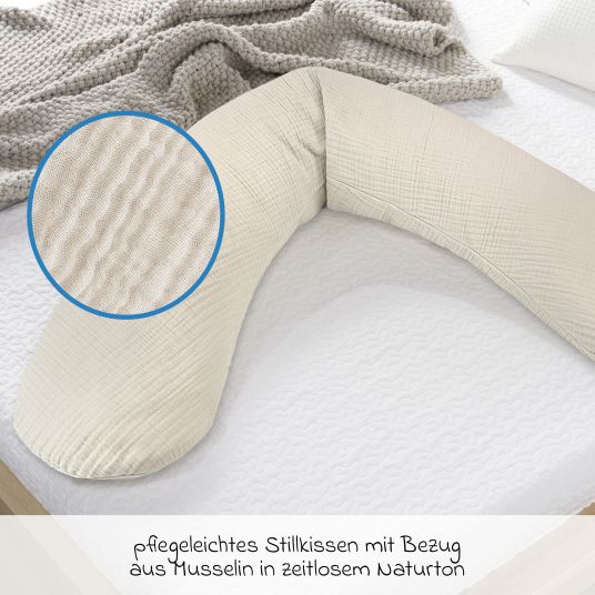 Theraline Stillkissen Das Original mit Mikroperlen-Füllung inkl. Bezug Musselin 190 cm - Sandbeige