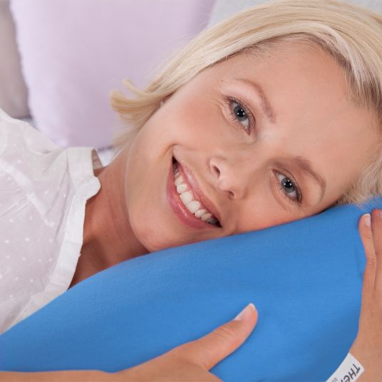 Theraline Nursing pillow The Original with microbeads incl. cover organic cotton 190 cm - Grey Medium Blue