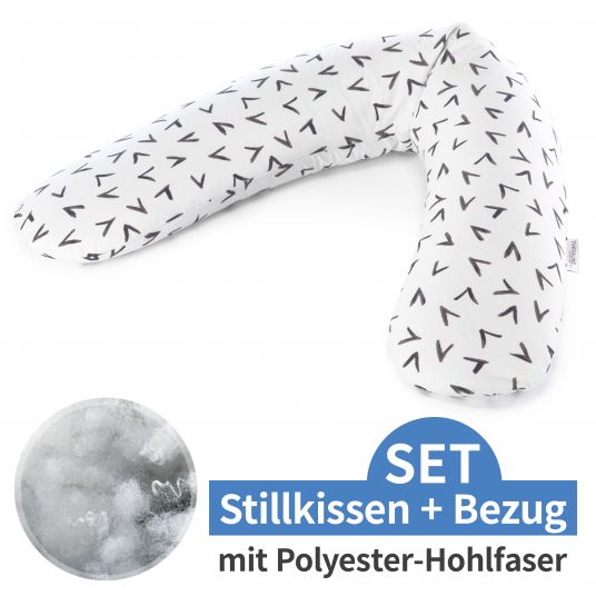 Theraline Nursing pillow The Original with polyester hollow fiber filling incl. cover 190 cm - Hooks - Black & White