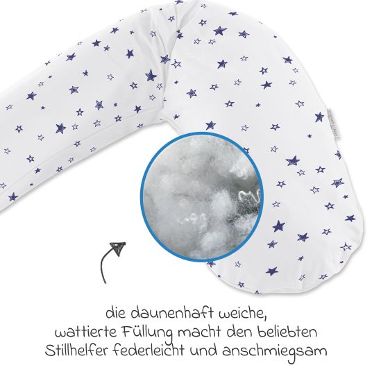 Theraline Cuscino per allattamento The Original con imbottitura in fibra cava di poliestere, fodera inclusa 190 cm - Cielo stellato - Bianco