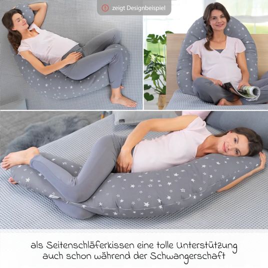 Theraline Nursing pillow The Original with polyester hollow fiber filling incl. cover 190 cm - Starry sky - White