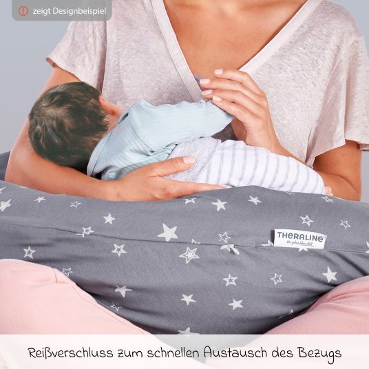 Theraline Nursing pillow The Original with polyester hollow fiber filling incl. cover 190 cm - Starry sky - White
