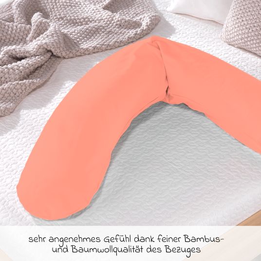 Theraline Nursing pillow The Original with polyester hollow fiber filling incl. cover Bamboo 190 cm - Coral