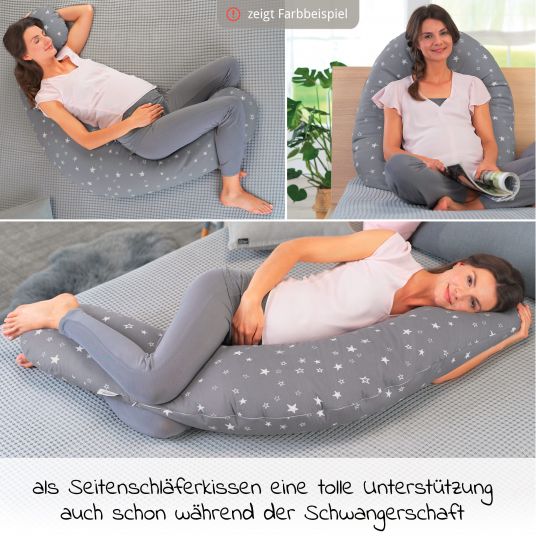 Theraline Nursing pillow The Original with polyester hollow fiber filling incl. cover Bamboo 190 cm - Melange Anthracite