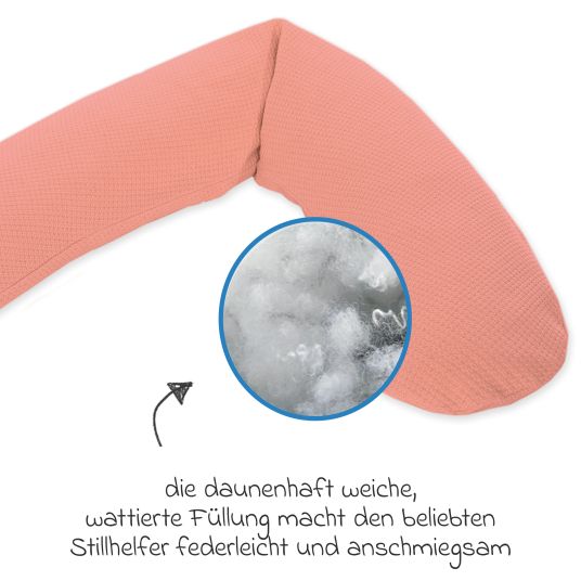 Theraline Nursing pillow The Original with polyester hollow fiber filling incl. cover fine knit 190 cm - peach pink