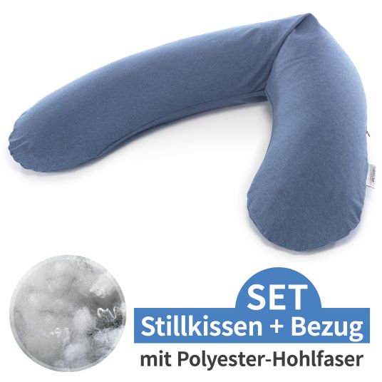 Theraline Nursing pillow The Original with polyester hollow fiber filling incl. cover Jersey 190 cm - melange Navy blue