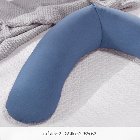 Theraline Cuscino per l'allattamento The Original con imbottitura in fibra cava di poliestere, compresa la fodera in jersey 190 cm - Melange blu navy