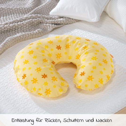 Theraline Nursing pillow The Wynnie with polyester hollow fiber filling incl. cover - Floral - Yellow