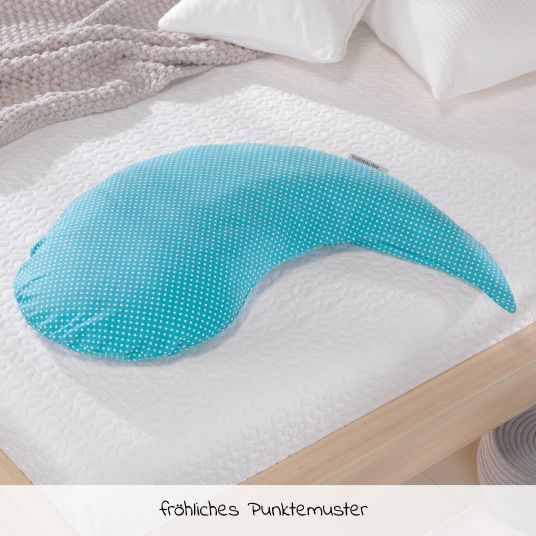 Theraline Nursing pillow The Yinnie with micro beads filling incl. cover 135 cm - dots - turquoise