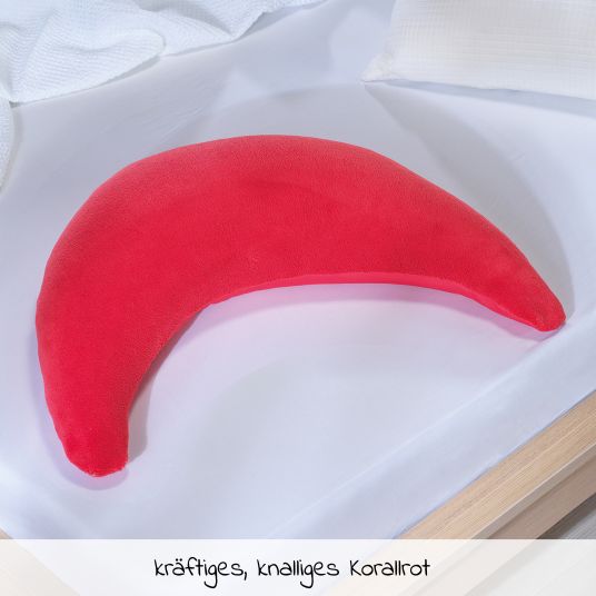 Theraline Nursing pillow The Plush Moon with micro beads filling 140 cm - Coral Red
