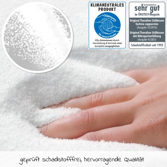 Theraline Cuscino per l'allattamento The Plush Moon con imbottitura in microperle 140 cm - Grigio argento