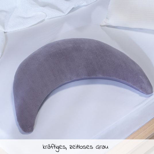 Theraline Nursing pillow The Plush Moon with micro beads filling 140 cm - Stone Gray
