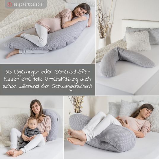 Theraline Nursing pillow Dodo with micro bead filling incl. cover 170 cm - stars - gray