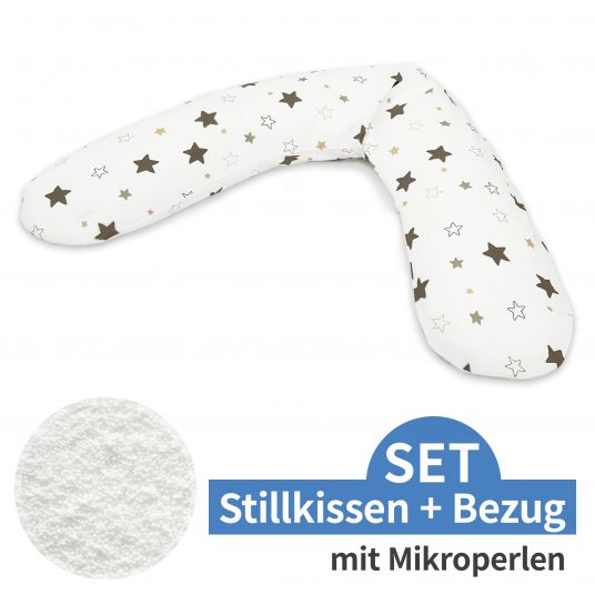 Theraline Nursing pillow Dodo with micro bead filling incl. cover 170 cm - Star dream - White