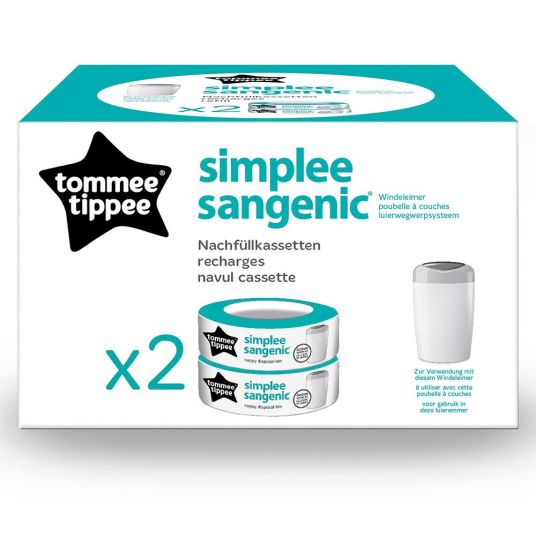 Tommee Tippee Refill cassette for nappy bucket Simplee Sangenic - pack of 2