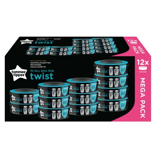 Tommee Tippee Cassetta di ricarica per pannolini Twist & Click - Confezione da 12