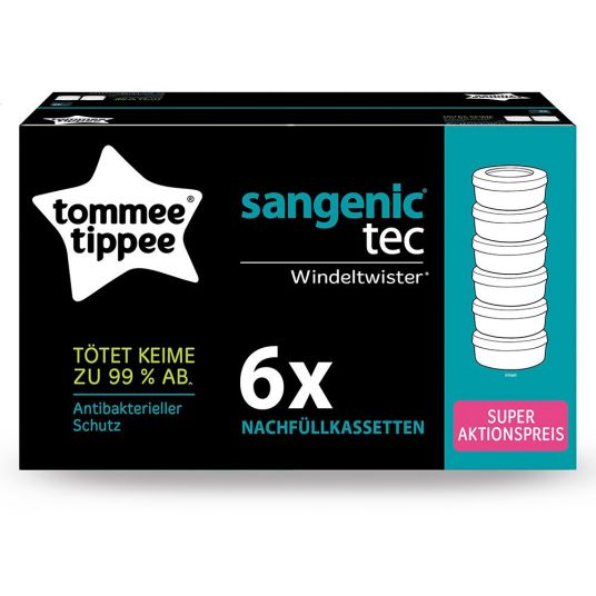 Tommee Tippee Cassetta di ricarica per il pannolino Twister Sangenic Tec - Confezione da 6