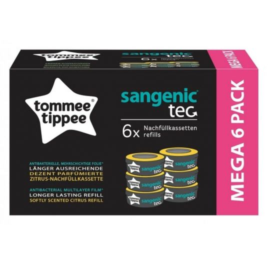 Tommee Tippee Sangenic-Tec Set - 6 Pack Refill Cartridge + Free Diaper Twister