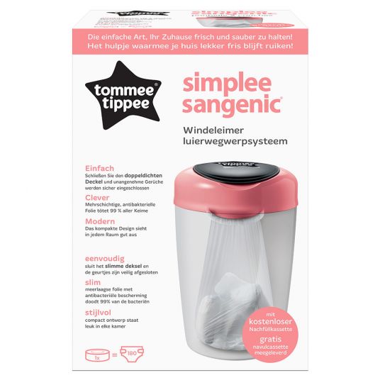 Tommee Tippee Nappy Bucket Simplee Sangenic - Pink