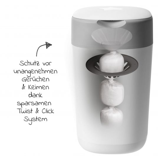 Tommee Tippee Diaper Pail Twist and Click Sangenic incl. 1 refill cartridge - Greenfilm™ - White