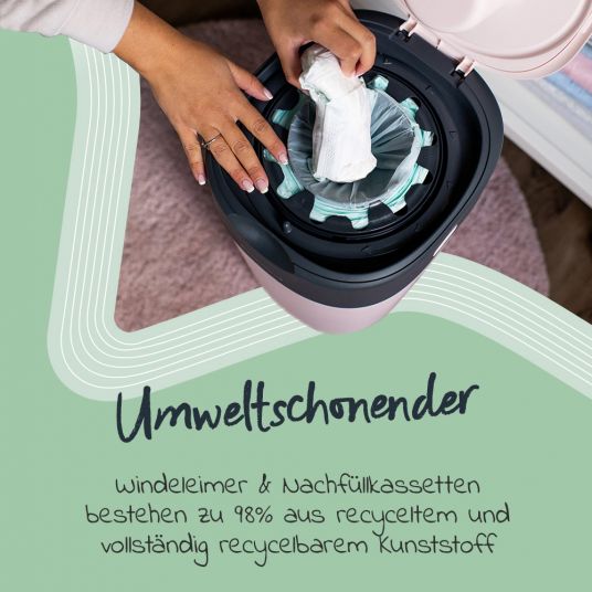 Tommee Tippee Windeleimer Twist and Click Sangenic inkl. 1 Nachfüllkassette - Greenfilm™ - Rosa
