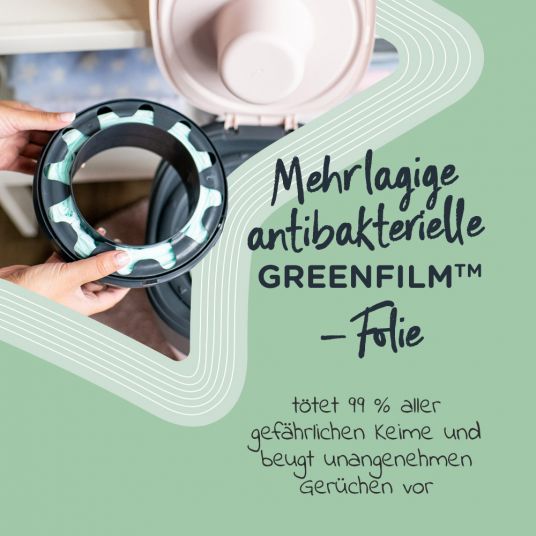 Tommee Tippee Secchio per pannolini Twist and Click Sangenic con 1 cassetta di ricarica - Greenfilm™ - Rosa
