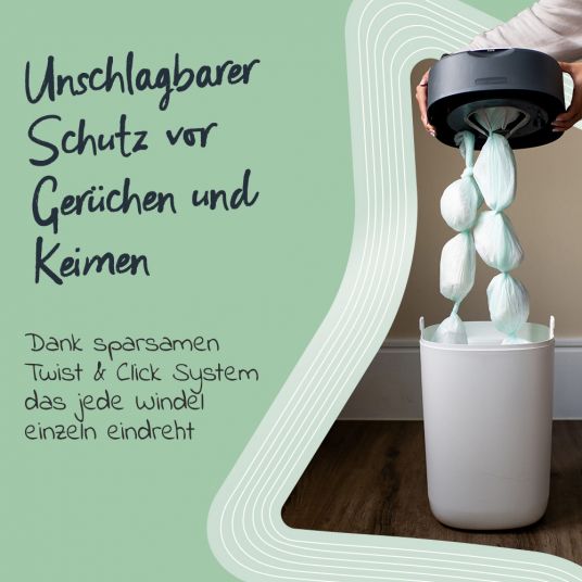 Tommee Tippee Windeleimer Twist and Click Sangenic inkl. 12 Nachfüllkassetten - Greenfilm™ - Weiß