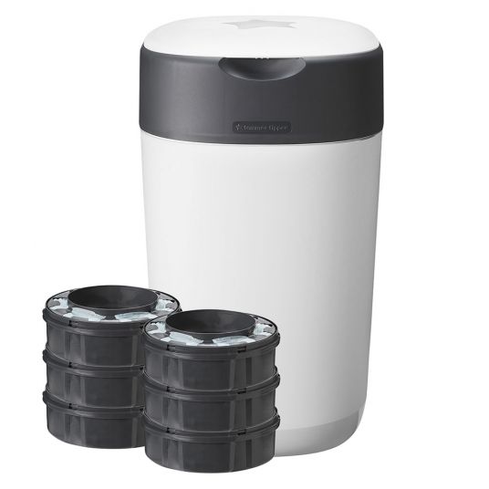 Tommee Tippee Diaper Pail Twist and Click Sangenic incl. 6 refill cassettes - Greenfilm™ - White