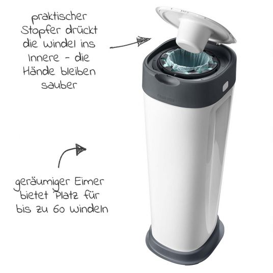 Tommee Tippee Diaper Pail Twist and Click Sangenic XL incl. 1 refill cartridge - Greenfilm™ - White
