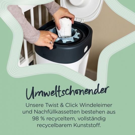 Tommee Tippee Windeleimer Twist and Click Sangenic XL inkl. 1 Nachfüllkassette - Greenfilm™ - Weiß