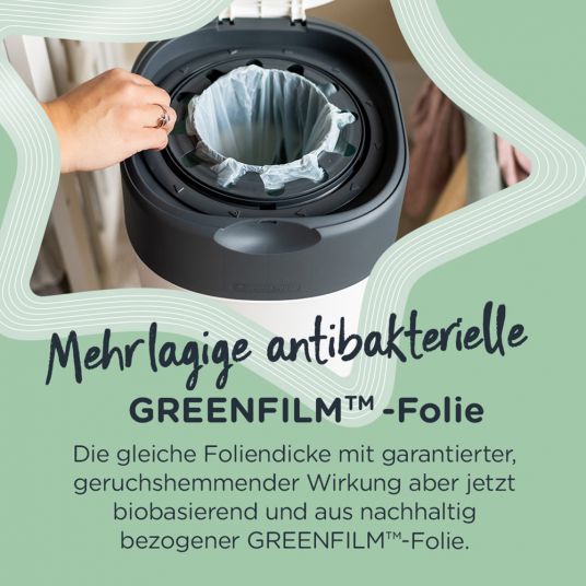 Tommee Tippee Secchio per pannolini Twist and Click Sangenic XL con 1 cassetta di ricarica - Greenfilm™ - Bianco