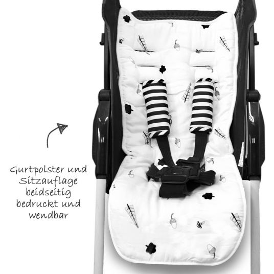 ToTs by Smartrike reversible seat cover bamboo incl. 2 belt pads - white black