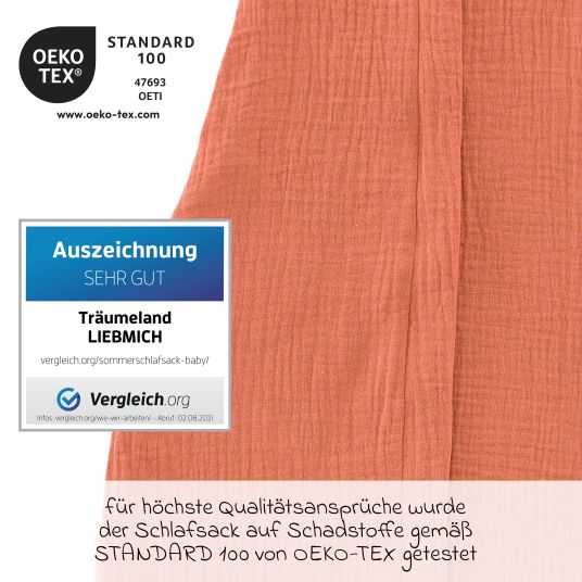 Träumeland Liebmich muslin summer sleeping bag - apricot - size 60