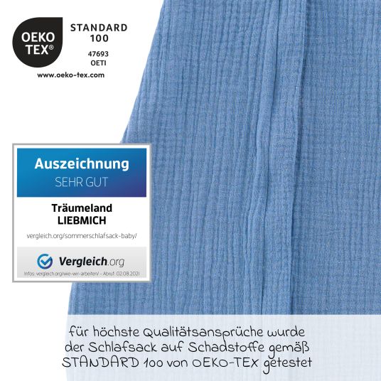 Träumeland Sommerschlafsack Liebmich Musselin - Hellblau - Gr. 60