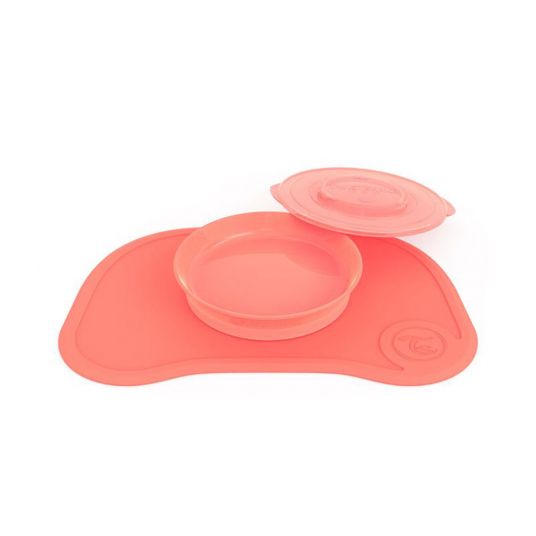Twistshake Placemat with plate & lid - peach