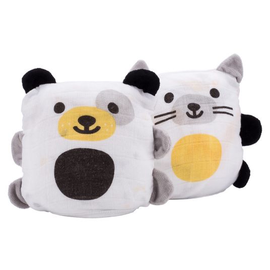 ubbi Muslin blanket & cuddly toy Buddies 2in1 - Cat & Dog